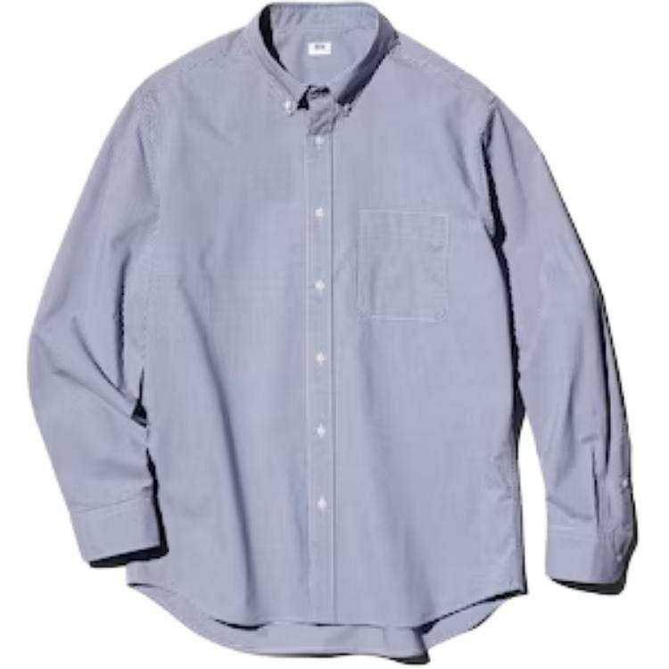 UNIQLO Shirts Unisex Blue Lapel Moderate