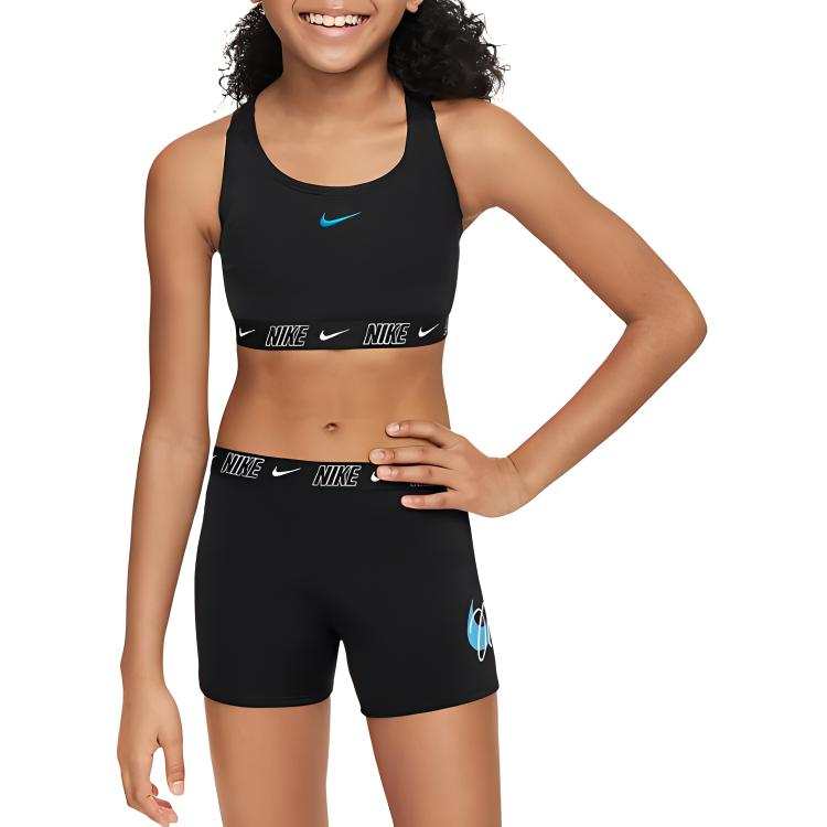 Nike Nike Big Kids' Girls' Racerback Bikini & Shorts Set Kids' Swimsuit Black Teenagers