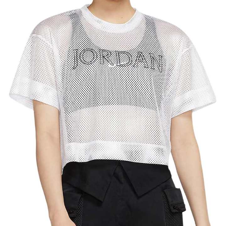 Jordan Jordan Crop Tops Women's White Crew Neck Moderate