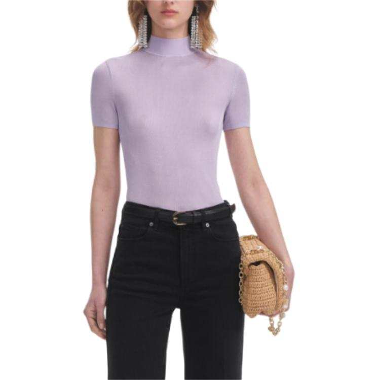 Self-portrait Self Portrait Knitwear Women's Light Purple Half Turtleneck Moderate