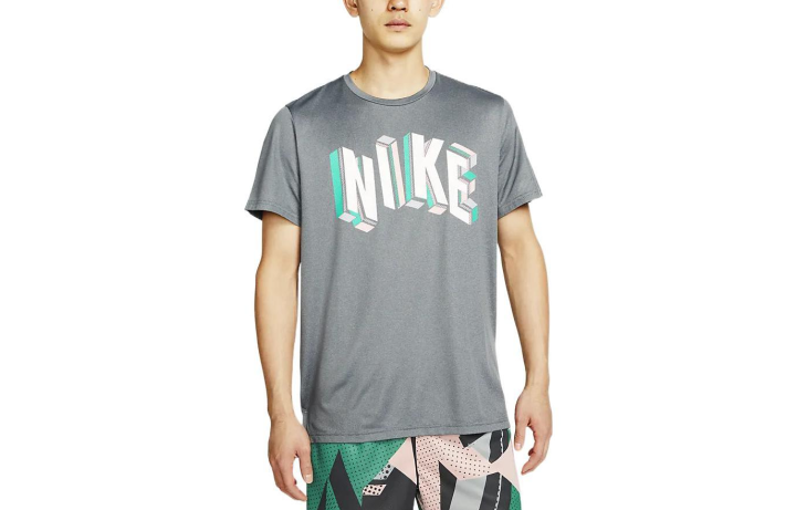 Nike Nike T Shirts Men's Gray Crew Neck Moderate Straight Fit