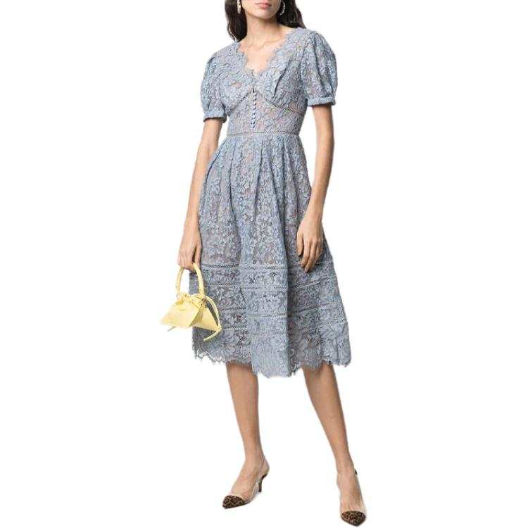 Self-portrait Self portrait Short Sleeved Dress Women's Blue
