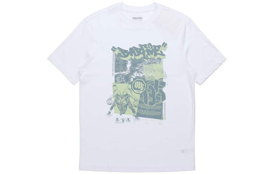 Li-Ning Li Ning T Shirts Men's White Crew Neck Moderate Straight Fit