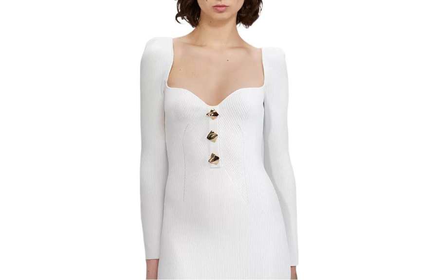 Self-portrait Self Portrait Long Sleeved Dresses Women's White Moderate Mid Length