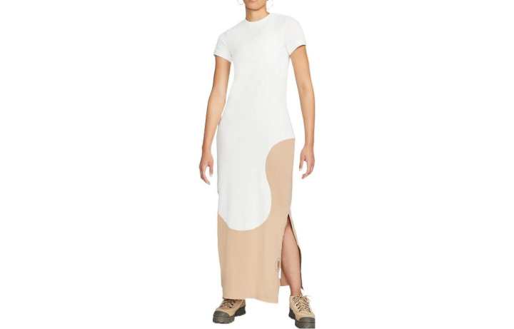Nike Nike Short Sleeved Dresses Women's White Crew Neck Moderate Long