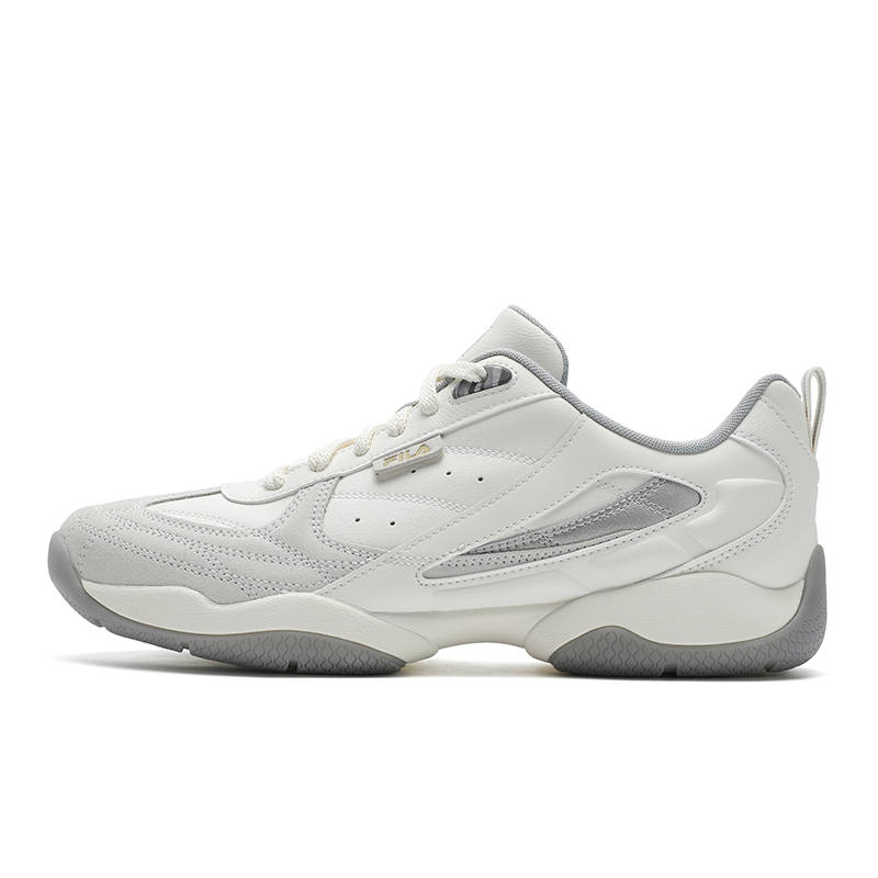 FILA FOUNTAIN Shoes Synthetic Leather, Split Cow Leather Low top Casual Shoes Men's Coconut Milk White