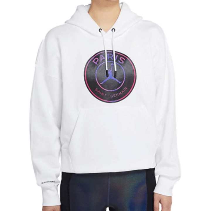 Jordan Jordan Casual Sports Pullover Long Sleeved Thickened And Fleece Lined Sweatshirt Paris Saint Germain Women's White