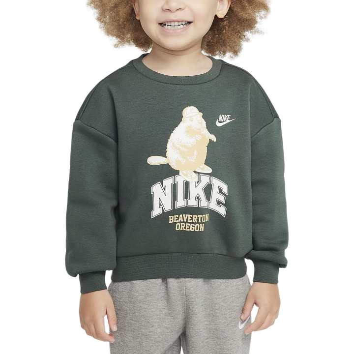 Nike Nike Sweatshirt Icon Fleece Lined Crew Neck Comfortable Vintage Green Children Aged 3 7 Years Old