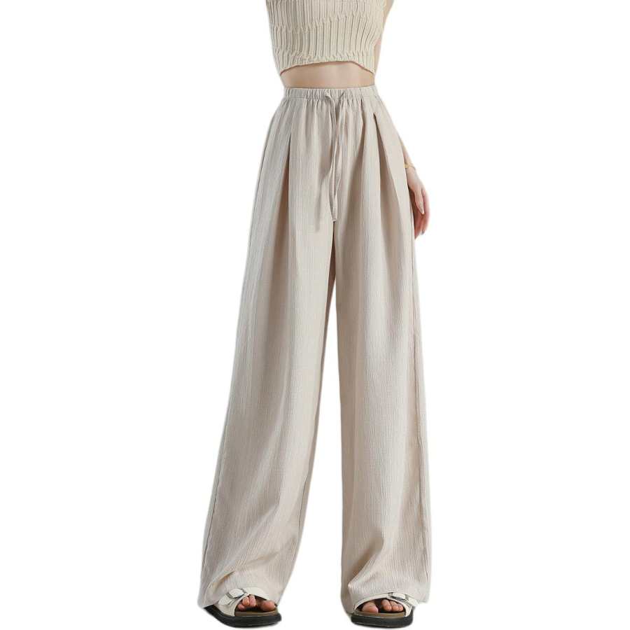 Tonlion Casual Pants Women's Beige Apricot Moderate Wide Leg Pants