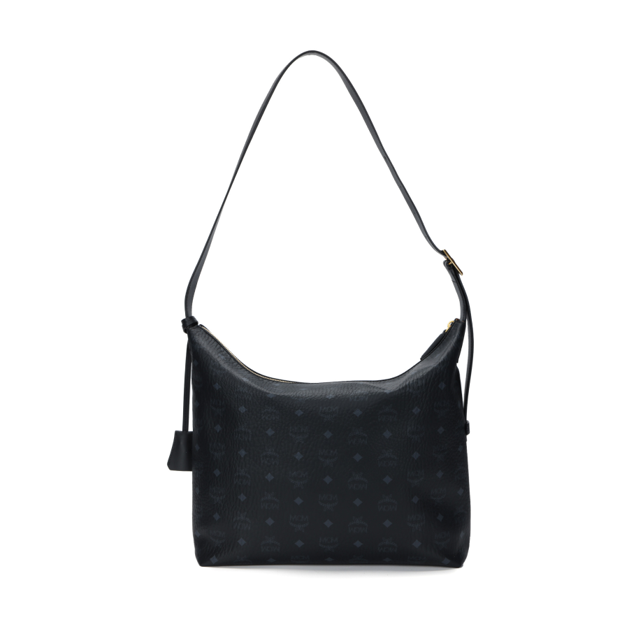 MCM Aren Visetos Coated Canvas With Leather Handbag, Shoulder Bag Large Women's Black