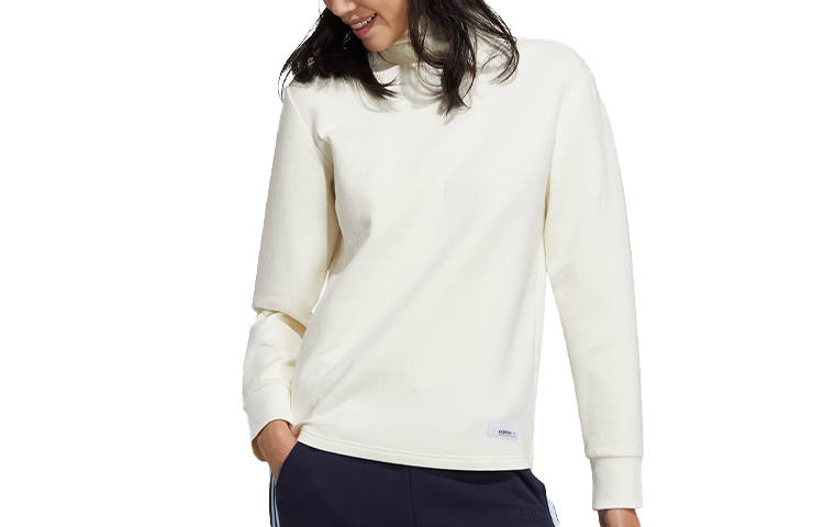 Adidas Neo Sweatshirts Women's Ivory Stand Collar Moderate Regular