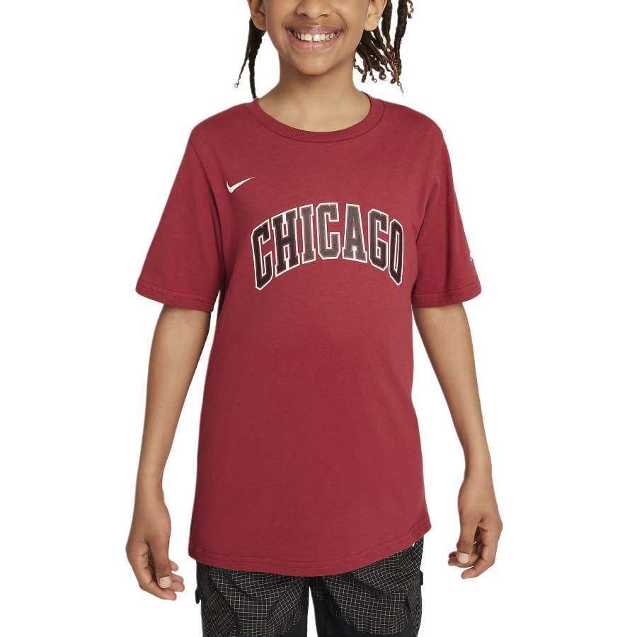 Nike Nike T Shirt NBA Chicago Bulls City Edition Dark Red Teenagers