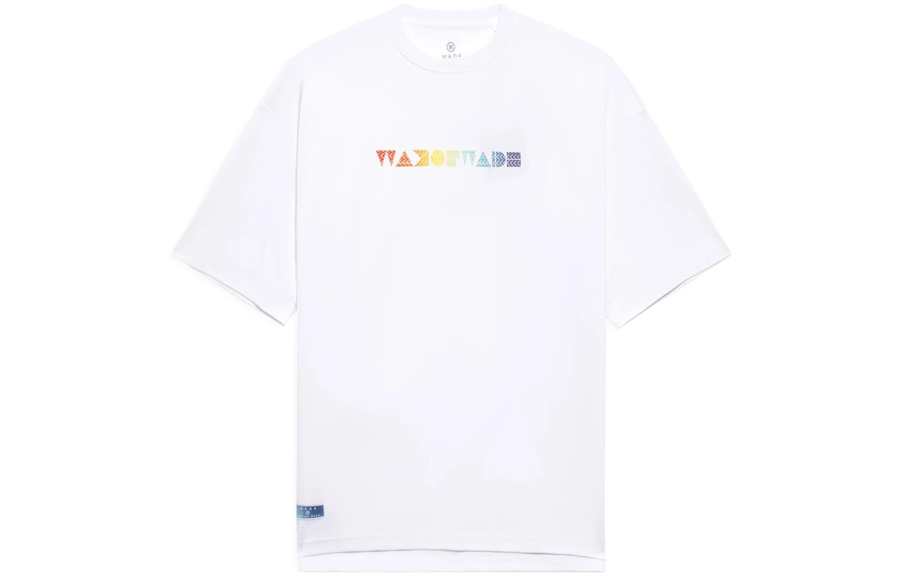 Li-Ning Li Ning T Shirts Unisex White Crew Neck Moderate Straight Fit