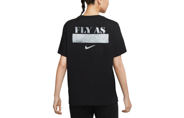 Nike Nike T Shirts Women's Black Crew Neck Moderate Straight Fit