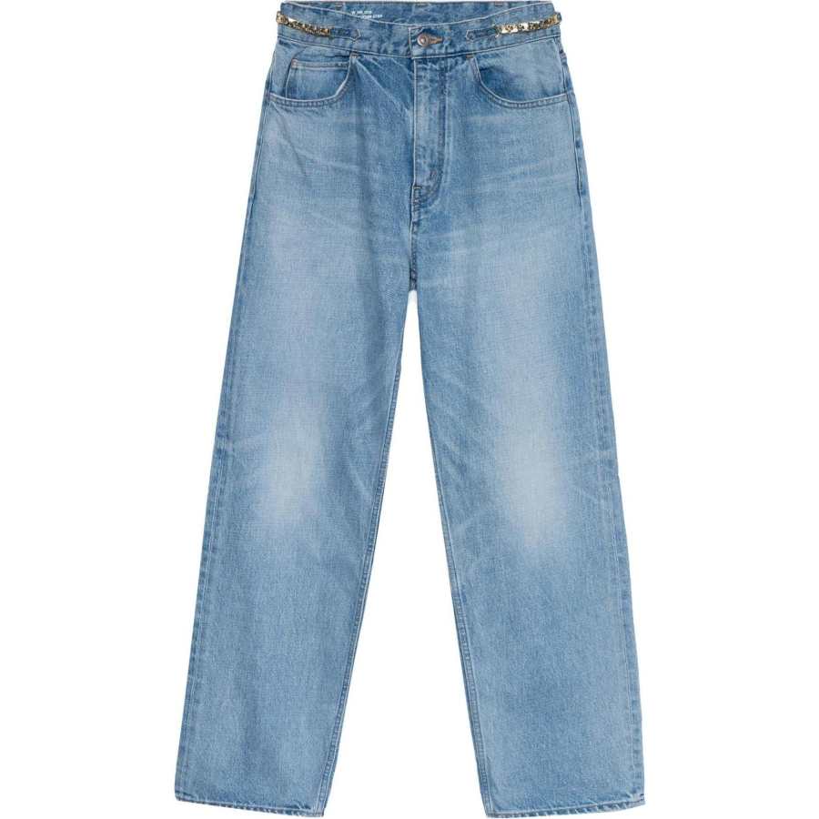 CELINE Jeans Women's Blue Moderate Straight Fit Pants