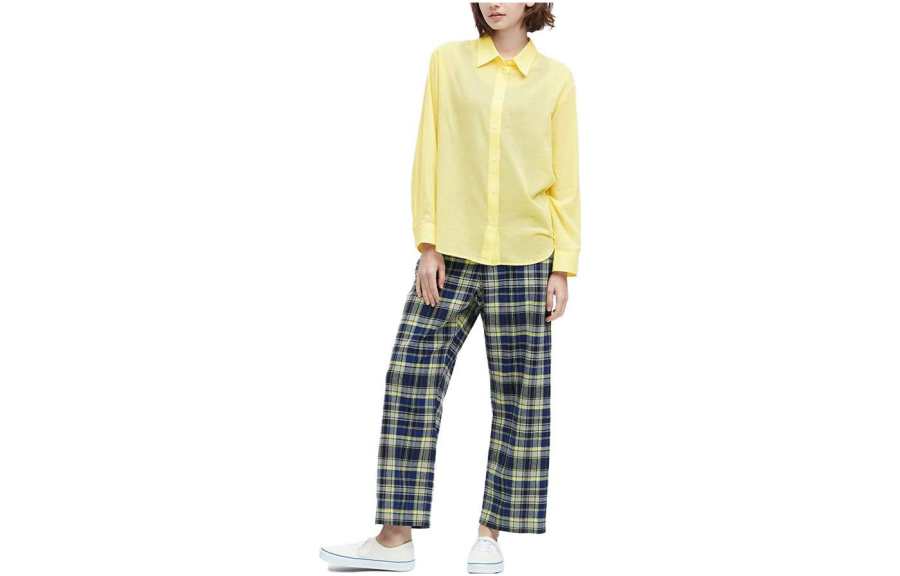 UNIQLO Shirts Women's Light Yellow Polo Collar Thin Shirt