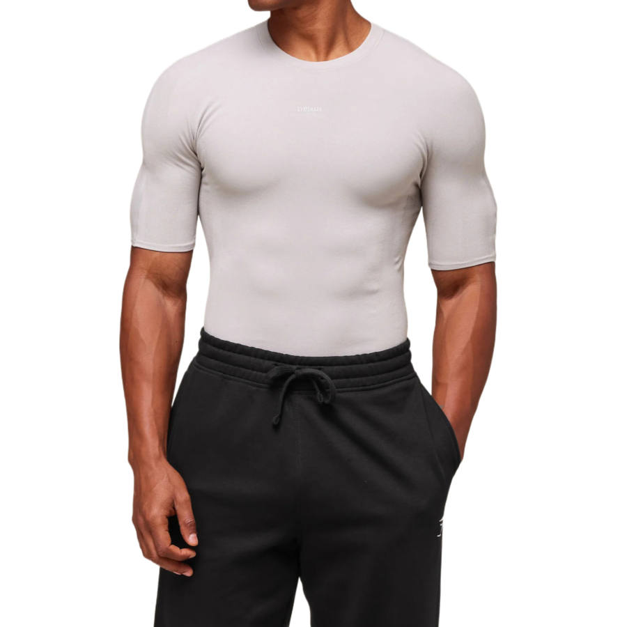 GYMSHARK T Shirts Men's Gray Crew Neck Moderate