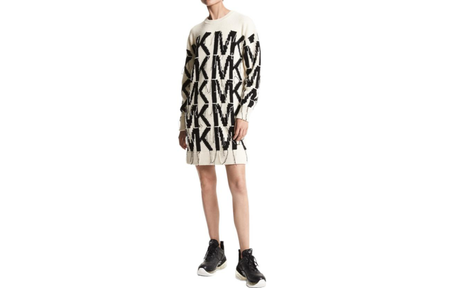 MICHAEL KORS Long Sleeved Dress Women's Black White