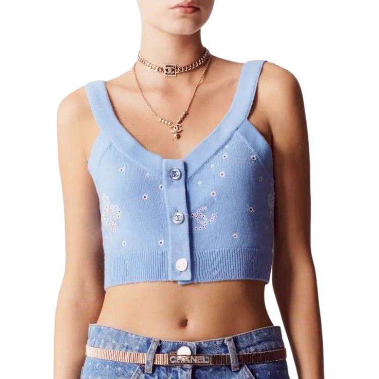 CHANEL CHANEL Tank Top Women's Light Blue