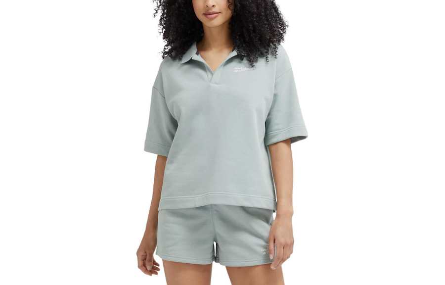 New Balance New Balance Linear Heritage French Terry Collared Polo Shirt Women's Juniper Green