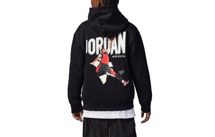 Jordan Jordan Sweatshirt Jumpman Letter Logo Basketball Print Fleece Lined Knitted Fabric Hooded Black Kids'