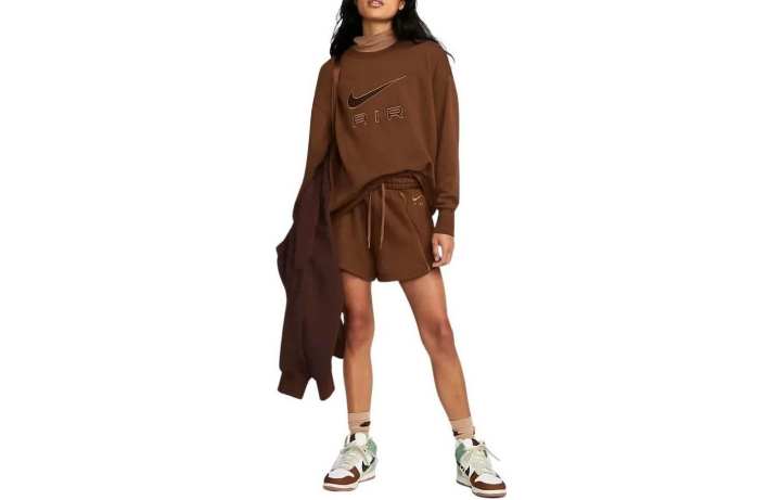Nike Nike Sweatshirts Women's Brown Crew Neck Moderate Regular