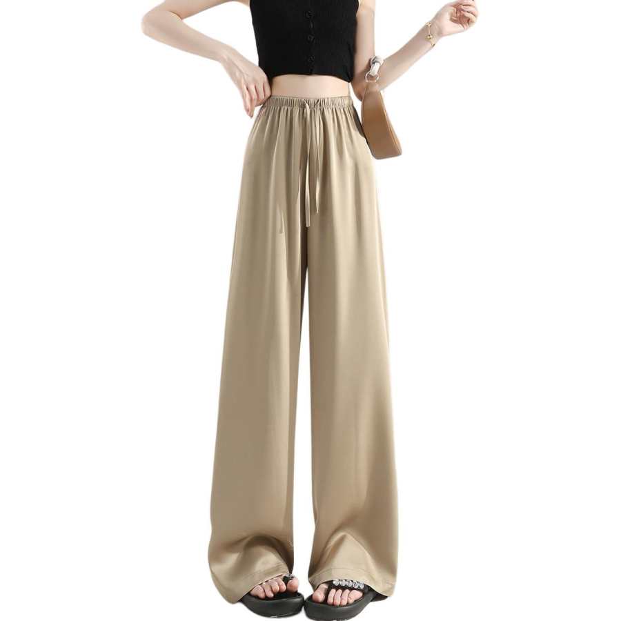Tonlion Casual Pants Women's Khaki Moderate Wide Leg Pants