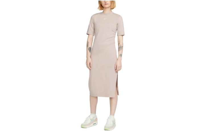 Nike Nike Short Sleeved Dresses Women's Lotus Color Crew Neck Moderate Mid Length