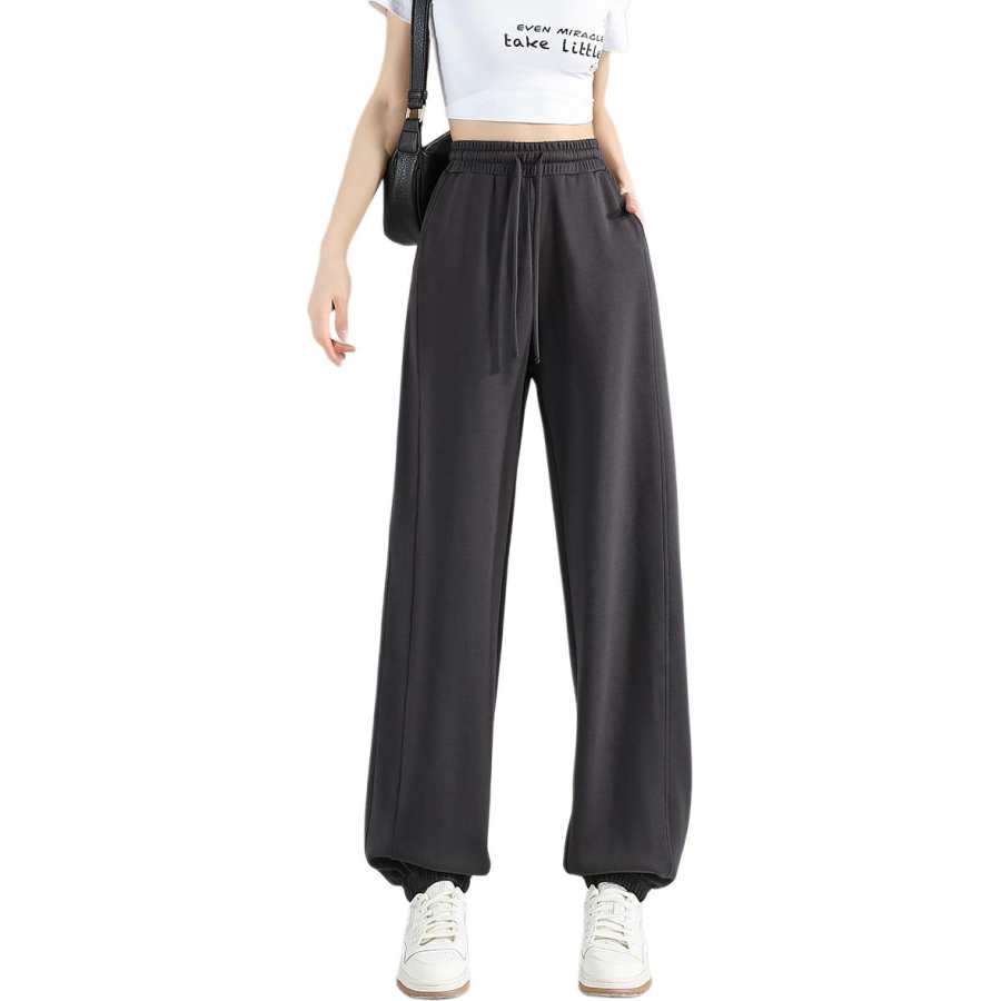Tonlion Casual Pants Women's Dark Gray Moderate Cuffed Pants