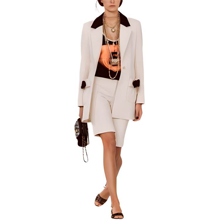 CHANEL CHANEL Jackets Women's White Lapel Moderate