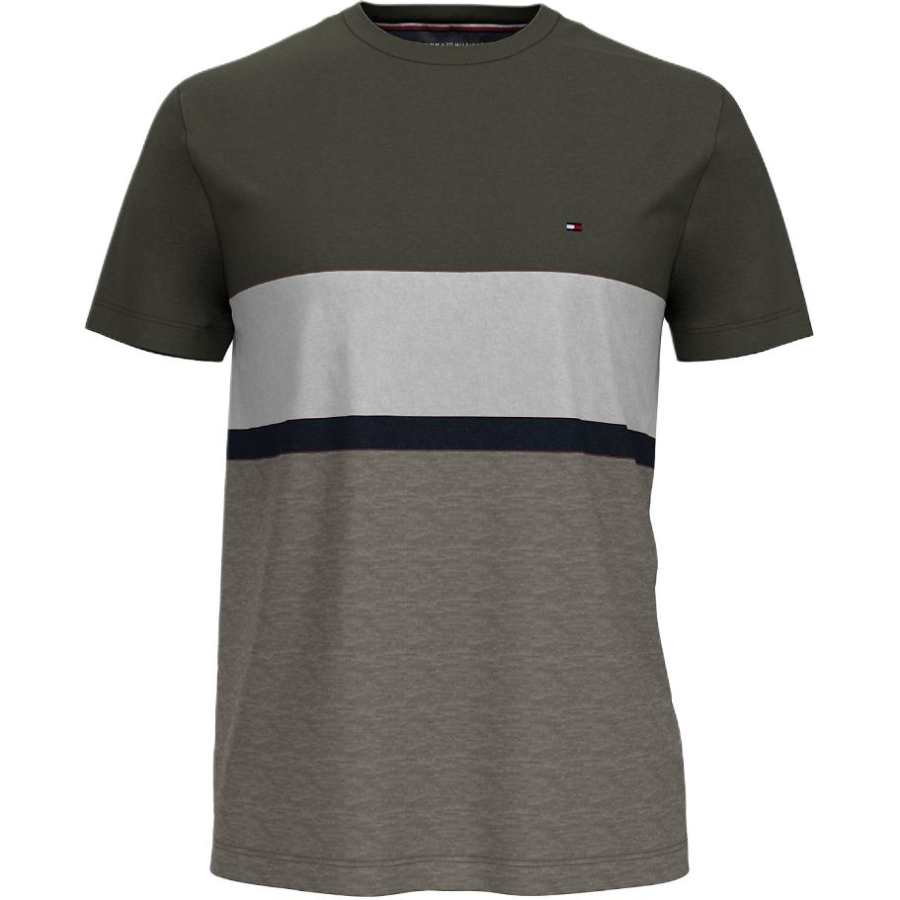 Tommy Hilfiger T Shirts Men's Army Green Crew Neck Moderate