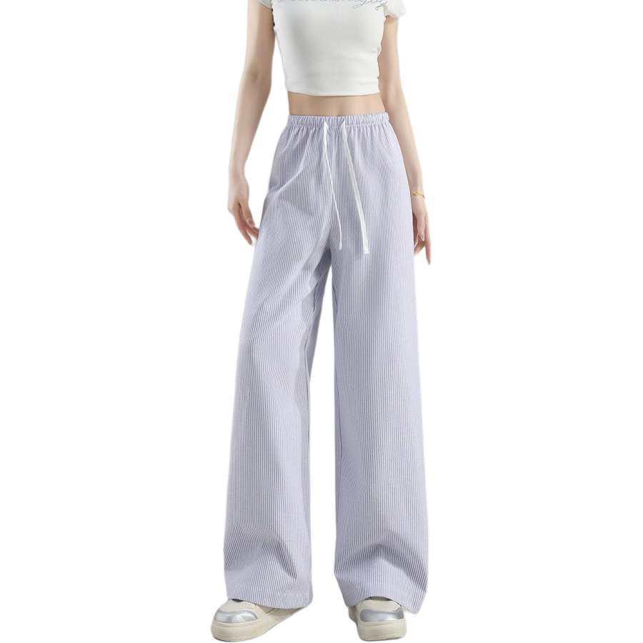 Tonlion Casual Pants Women's Light Blue Moderate Straight Fit Pants