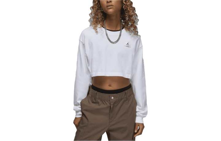 Jordan Jordan Crop Tops Women's White Crew Neck Moderate