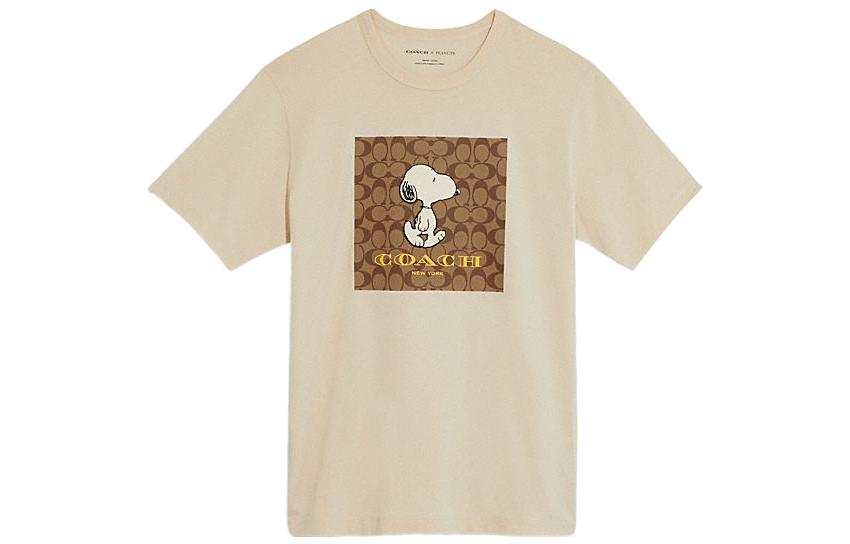 COACH T Shirts Men's Khaki Crew Neck Moderate Straight Fit