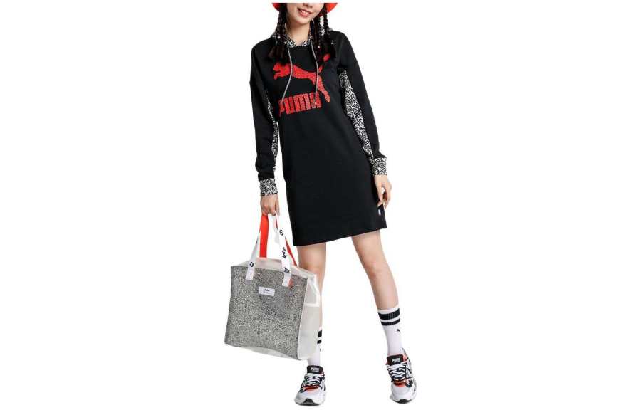 PUMA Long Sleeved Dresses Women's Hooded Moderate Mid Length