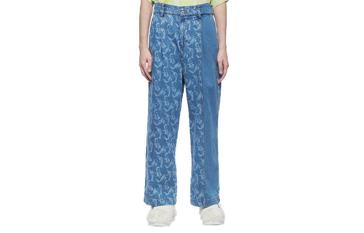 Feng Chen Wang Jeans Men's Blue Moderate Straight Fit Pants