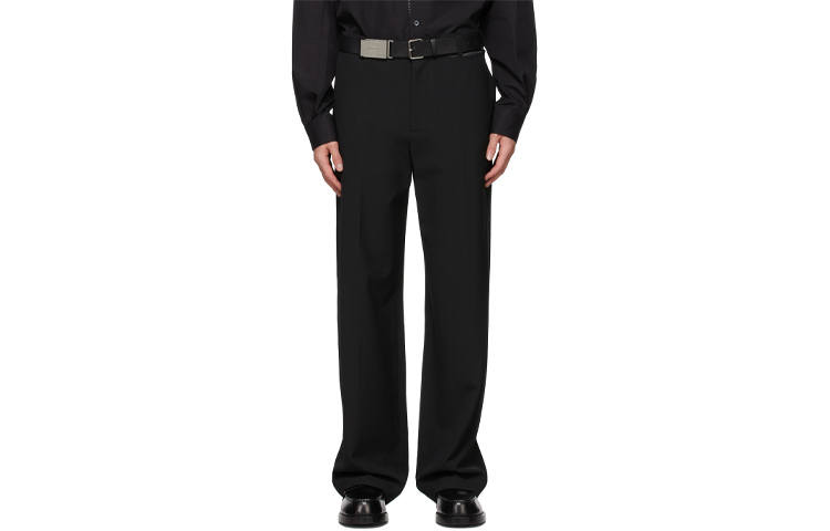 WE11DONE Casual Pants Men's Black Moderate Straight Fit Pants