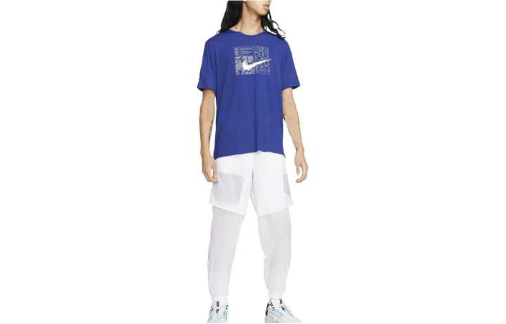 Nike Nike T Shirts Men's Blue Crew Neck Thin Straight Fit