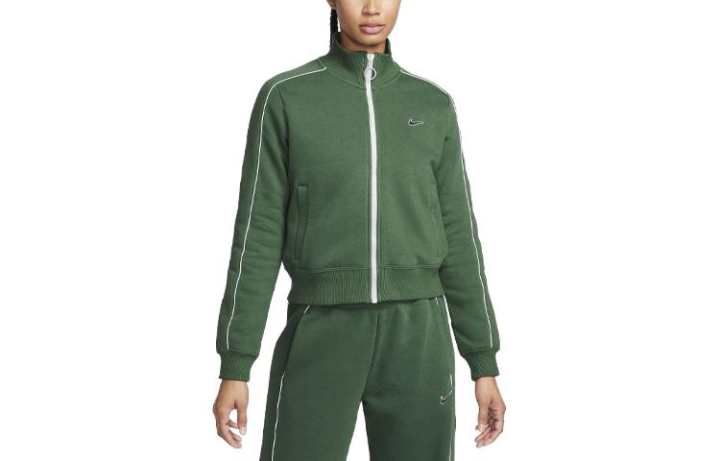 Nike Nike Sweatshirts Women's Green Stand Collar Moderate Cardigan