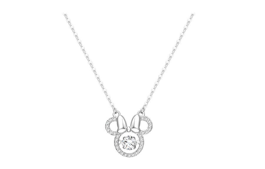 Disney Minnie 925 Sterling Silver Synthetic Cubic Zirconia Necklaces Women's