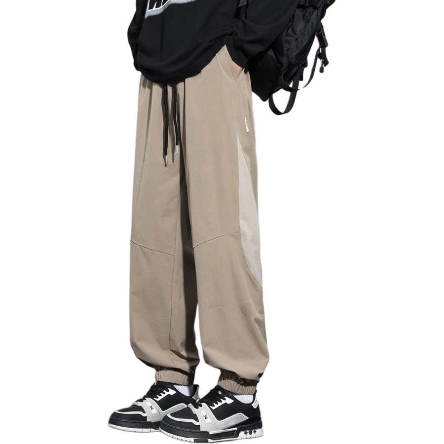 Tonlion Casual Pants Men's Moderate Cuffed Pants