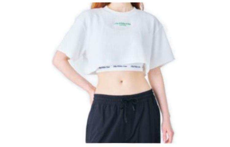 FILA Crop Tops Women's White Crew Neck Moderate