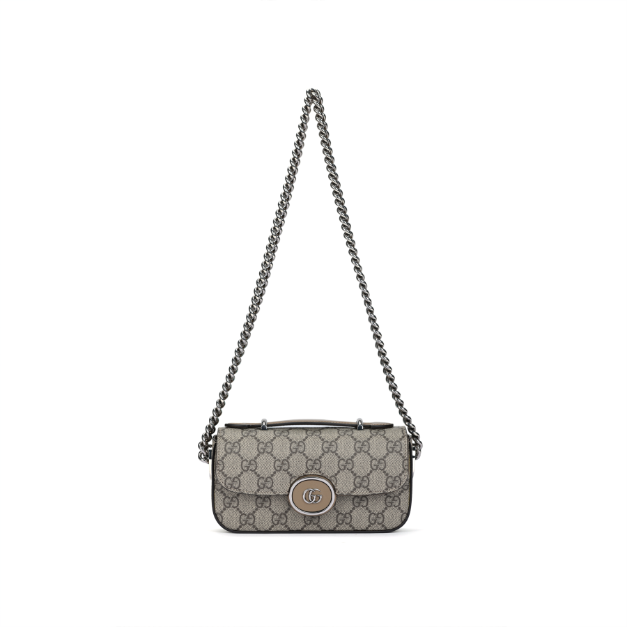 GUCCI Canvas Handbag, Shoulder Bag Mini Women's Beige & Ebony