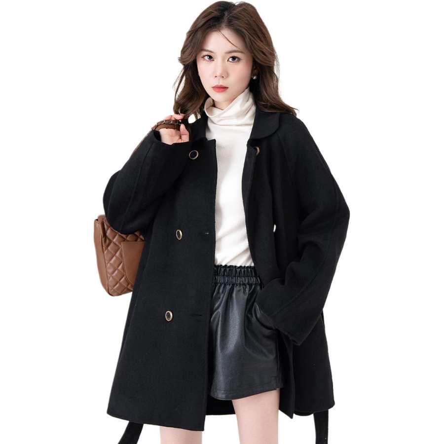 BALENO Single Breasted Double Sided Premium Velvet Mid Length Coat Thermal Thickened Fashion Woolen Coat Winter Women's