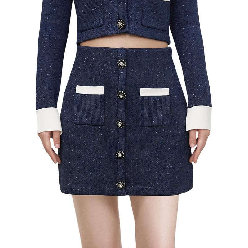 Self-portrait Self portrait Casual Short Skirts Women's Navy Blue