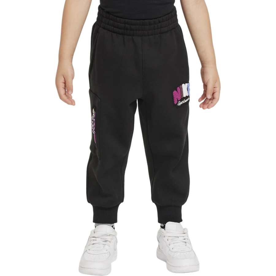 Nike Nike Knitted Sweatpants Sportswear Powder Play Fleece Lined Letter Fashion Versatile Black Infant And Toddler
