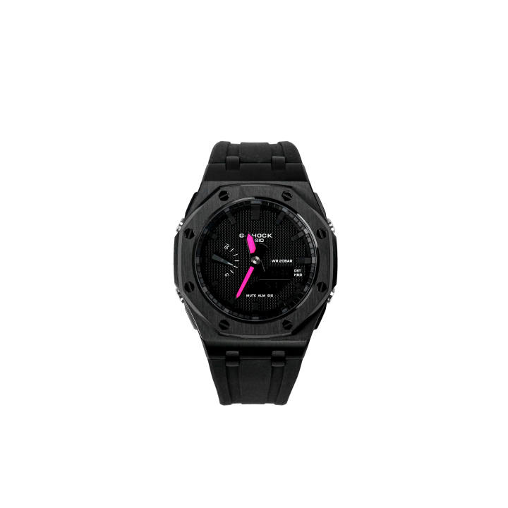 CASIO CASIO Custom Collection Quartz Movement Fluoroelastomer Strap Watch Unisex Black Dial