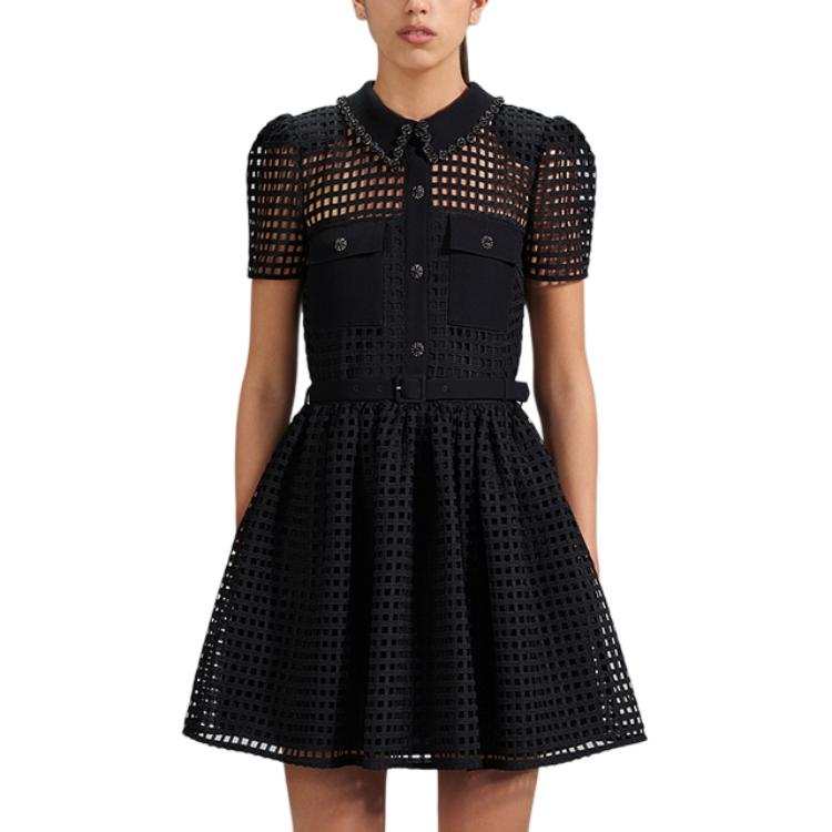 Self-portrait Self portrait Short Sleeved Dress Women's Classic Black