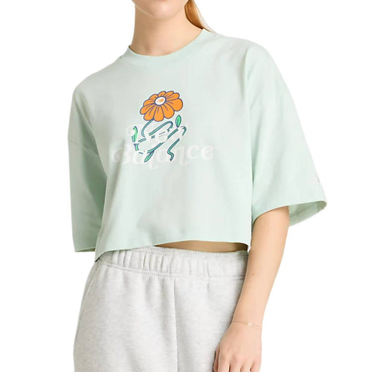New Balance New Balance Flower Drop Shoulder Sleeve T Shirt Women's Green