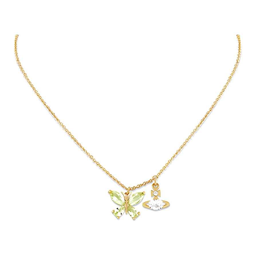 Vivienne Westwood Elianne Zircon Brass Cubic Zirconia Necklaces Women's Gold